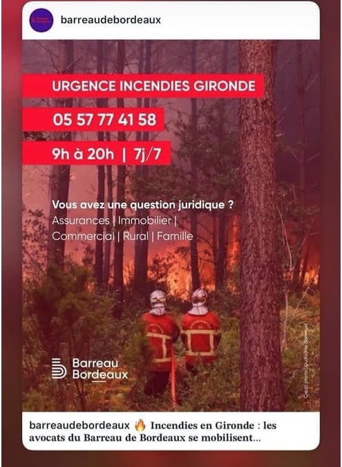 Incendies en Gironde, les avocats solidaires